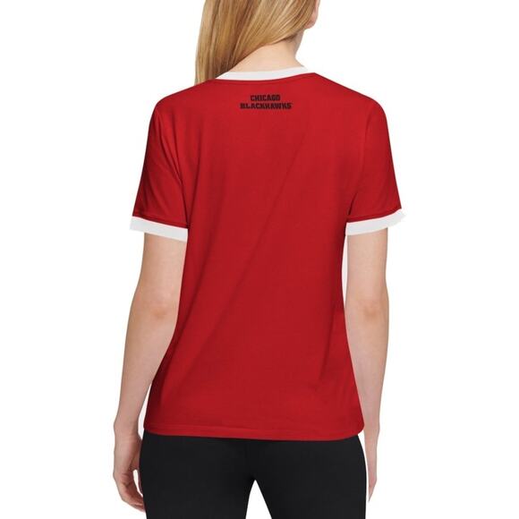 DKNY Sport Women's Chicago Blackhawks Red Charlotte Tri-Blend T-Shirt | Size L - Picture 3 of 4